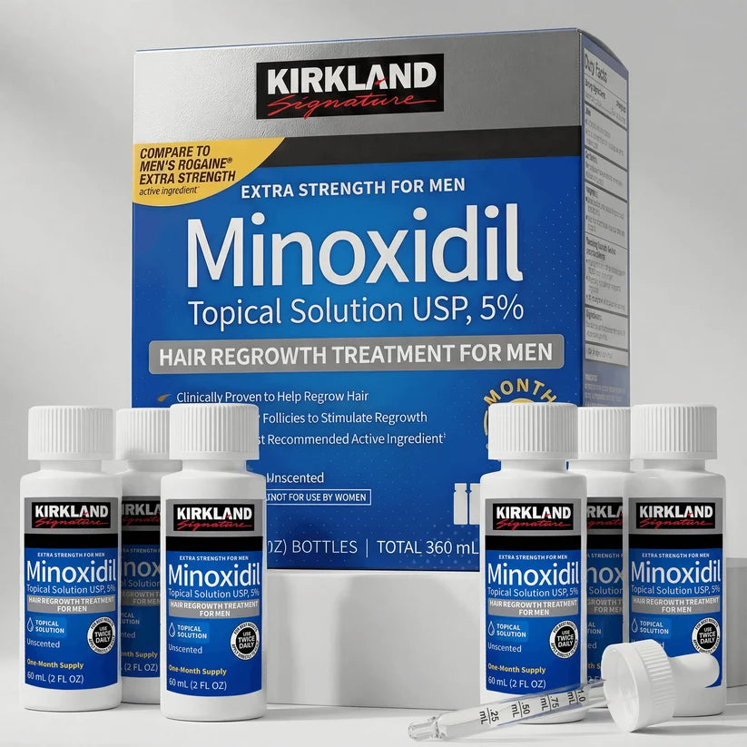 Kirkland Signature Minoxidil 5% – Tratamiento para el Crecimiento del Cabello – 6 Meses