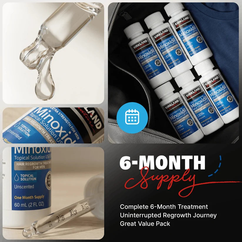 Kirkland Signature Minoxidil 5% – Tratamiento para el Crecimiento del Cabello – 6 Meses