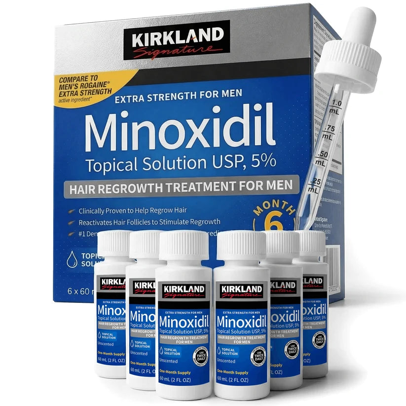 Kirkland Signature Minoxidil 5% – Tratamiento para el Crecimiento del Cabello – 6 Meses
